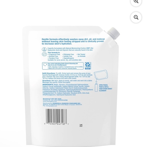 Neutrogena Hydro Boost Fragrance-Free Face Wash, 16 oz. Refill - Picture 5 of 5